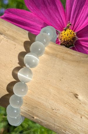 Kattenoog armband wit 8 mm