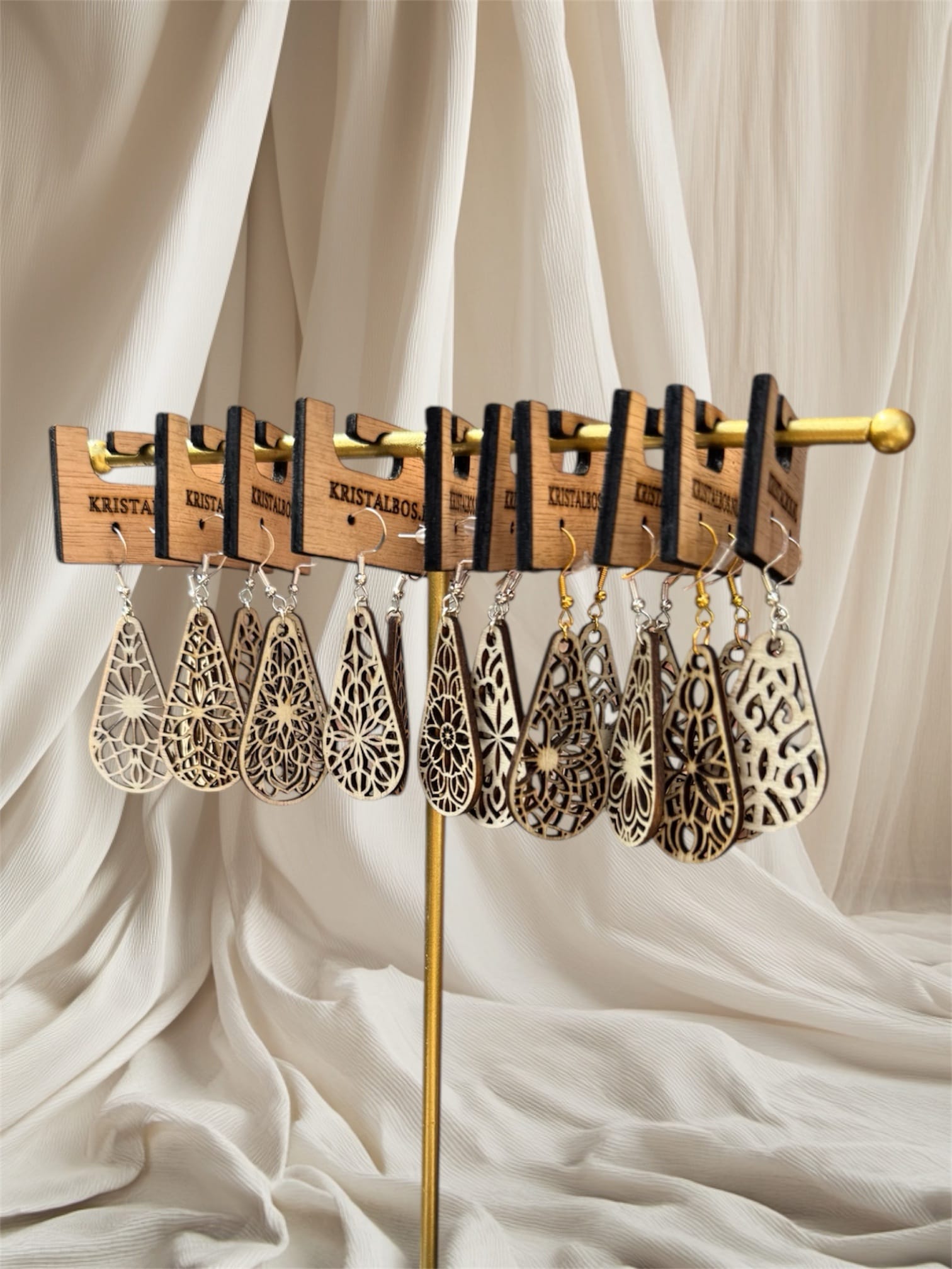 Houten oorbellen (L)