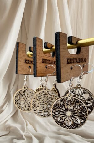 Houten oorbellen rond