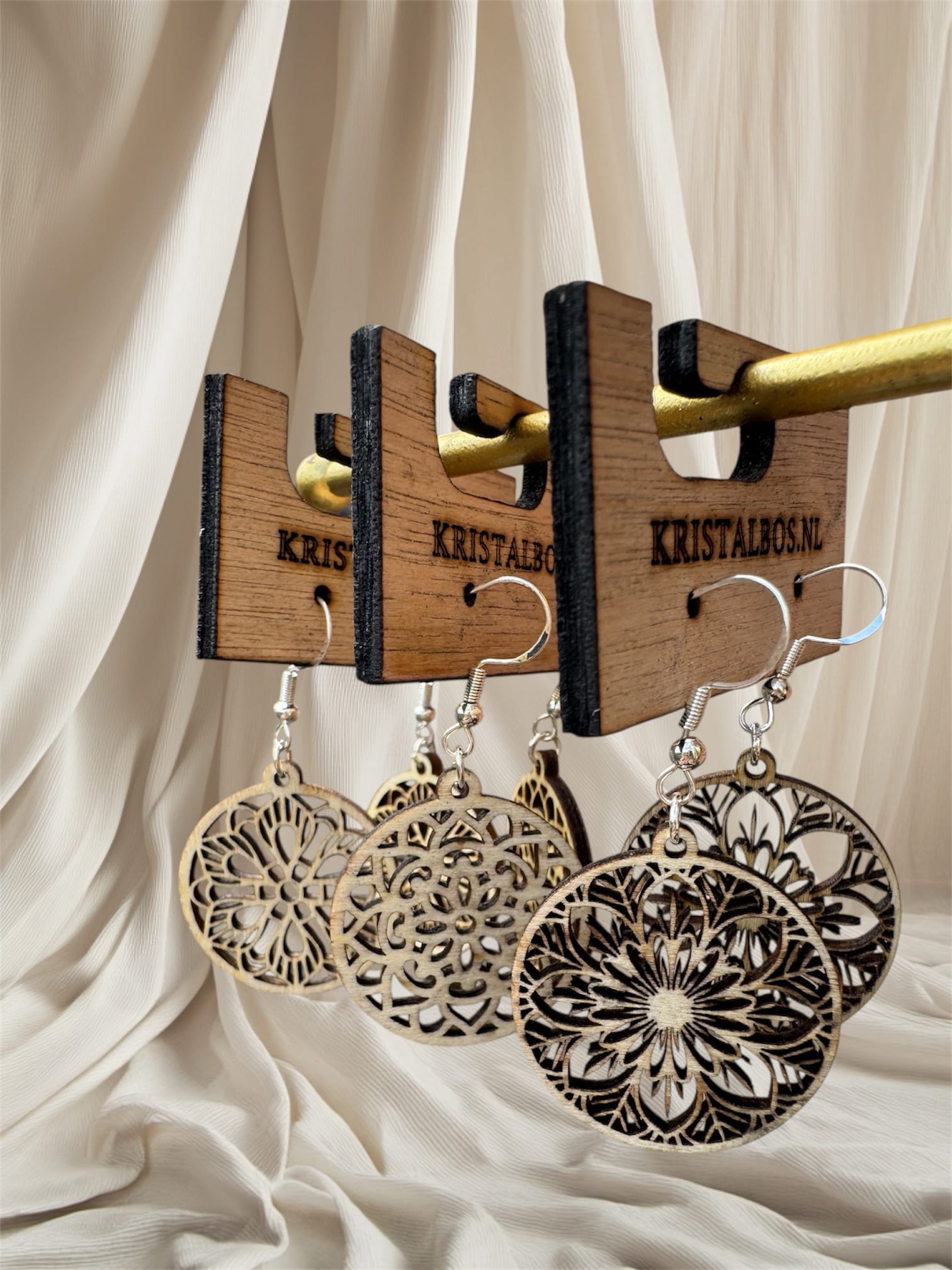 Houten oorbellen rond