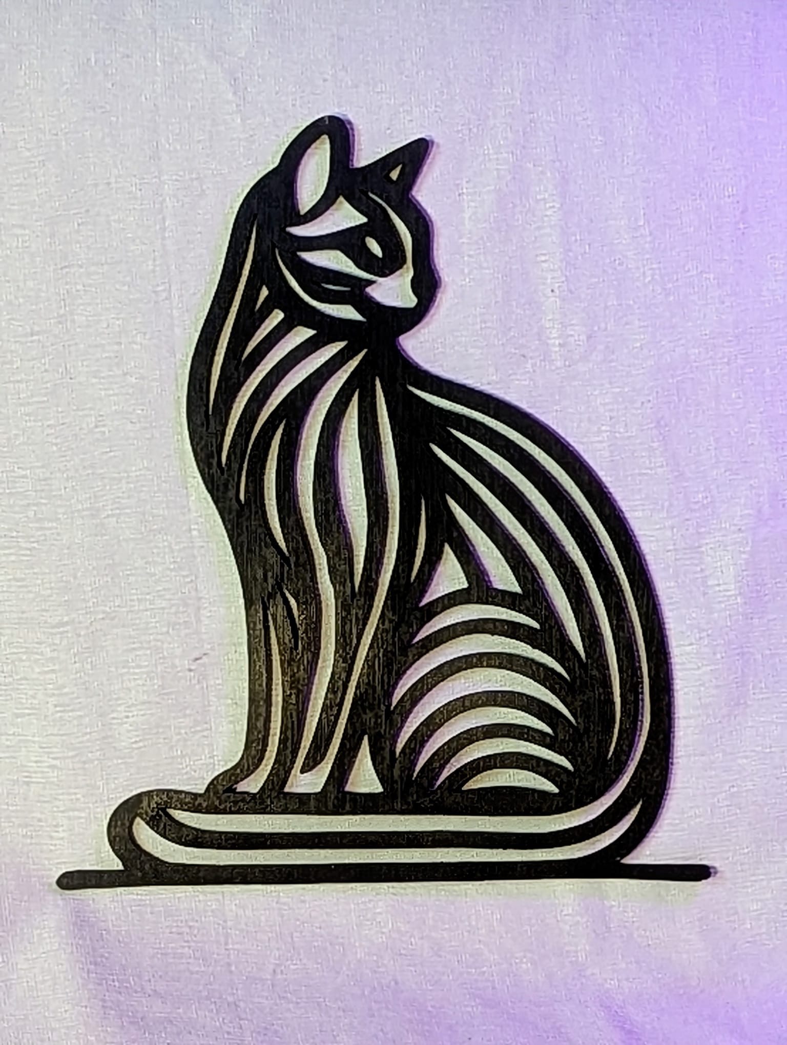 Houten Geometrische kat (zittend) - Afbeelding 2