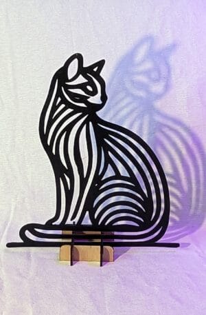 Houten Geometrische kat (zittend)